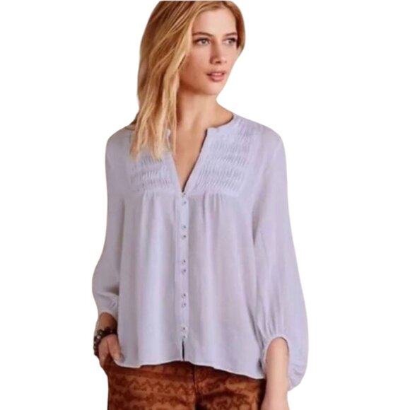 Anthropologie Maeve Pintuck Peasant Blouse - Picture 1 of 5